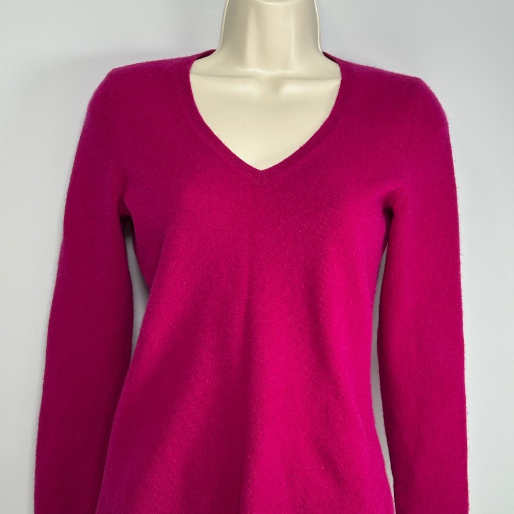 Barbie Hot Pink, 100% Cashmere, V-Neck Sweater, Coquette, Cozy, Preppy XS-S